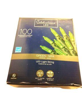 Celebrations LED Green Mini Lght 100ct 24 ft Holiday St Patricks Day